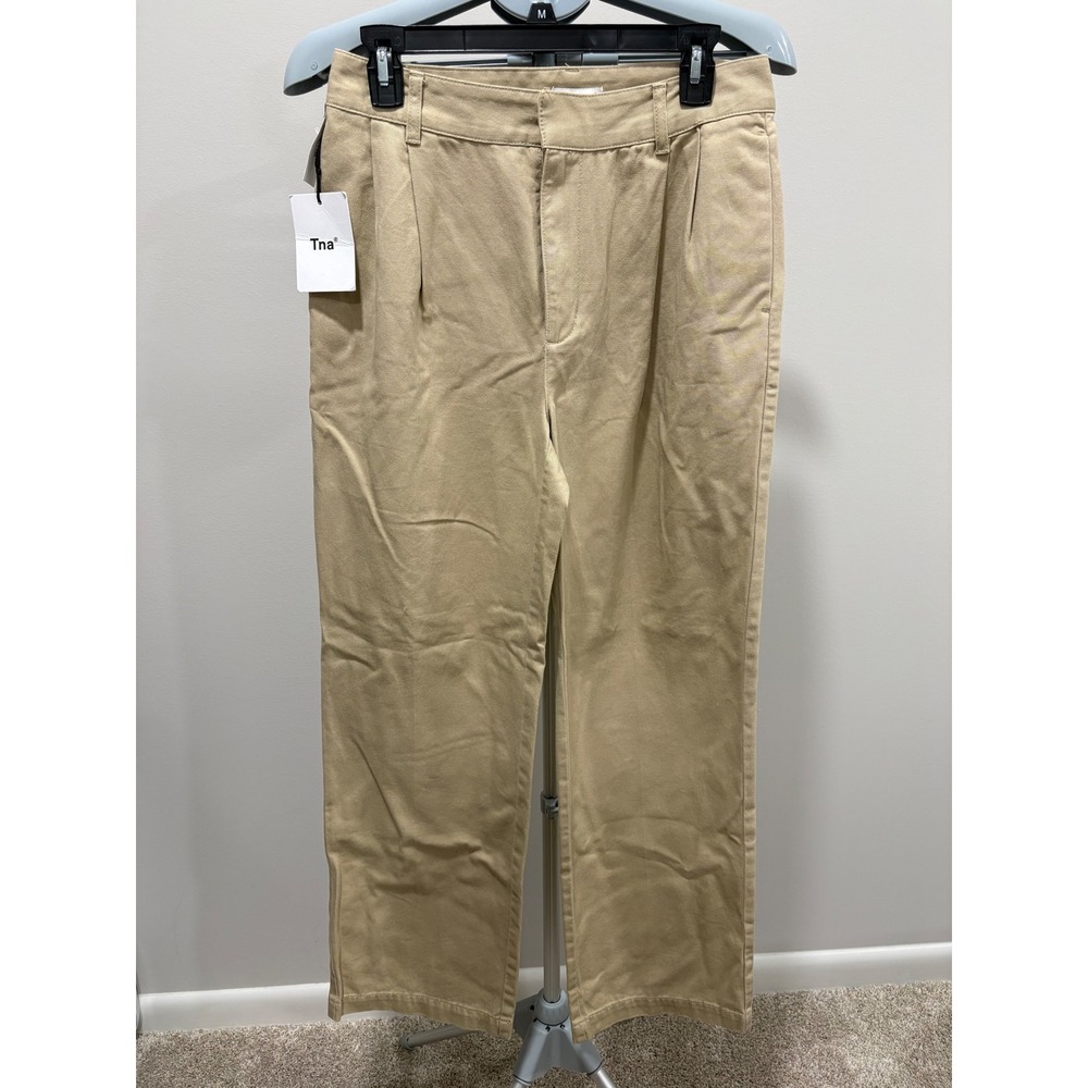 TNA NWT Crawford Wide Leg Chino Khaki Pants Olive Beige Tan Size 6 Trouser